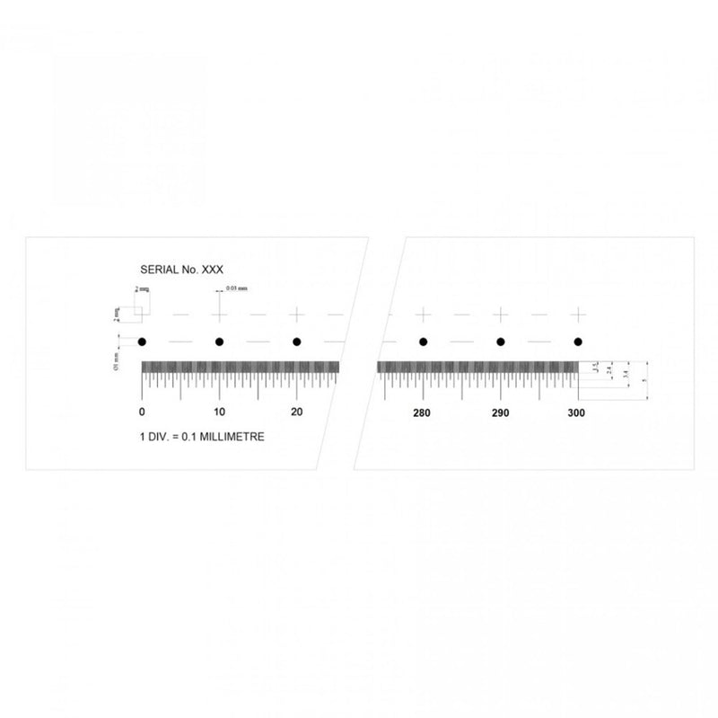 PS300XO long stage micrometers, 300mm x 0.1mm divisions + dot and cross series