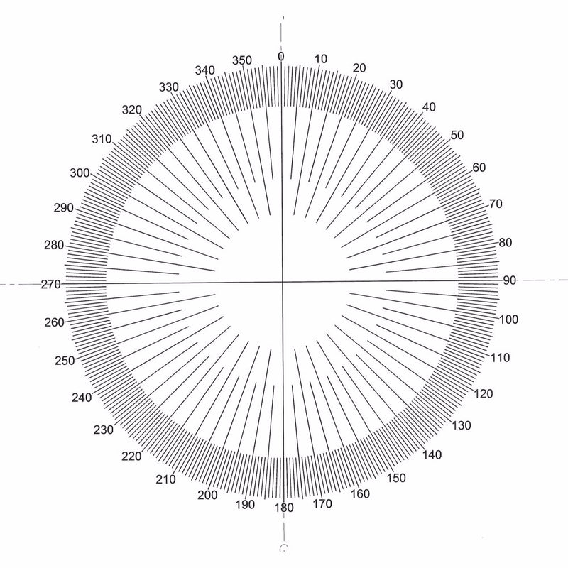 NE45 eyepiece reticles, full protractor