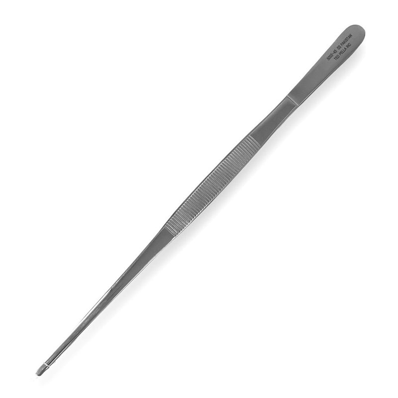 Standard dressing forceps, 254mm long, serrated tip