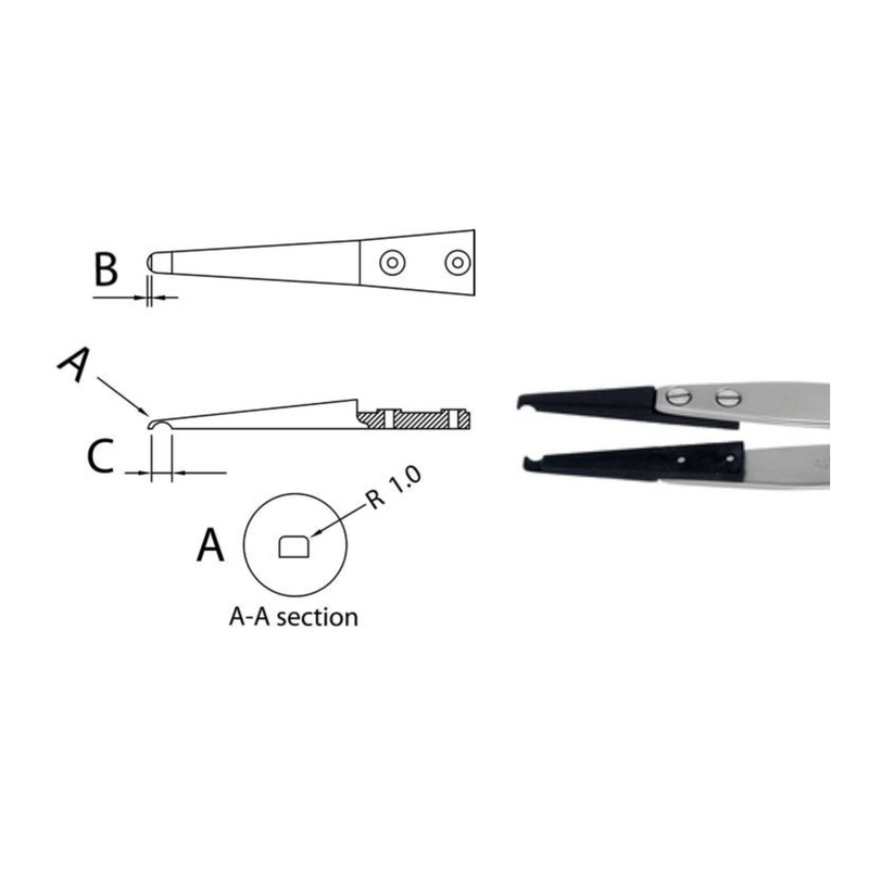 Dumont replaceable ESD tip tweezers, WA1 handle (EMS)