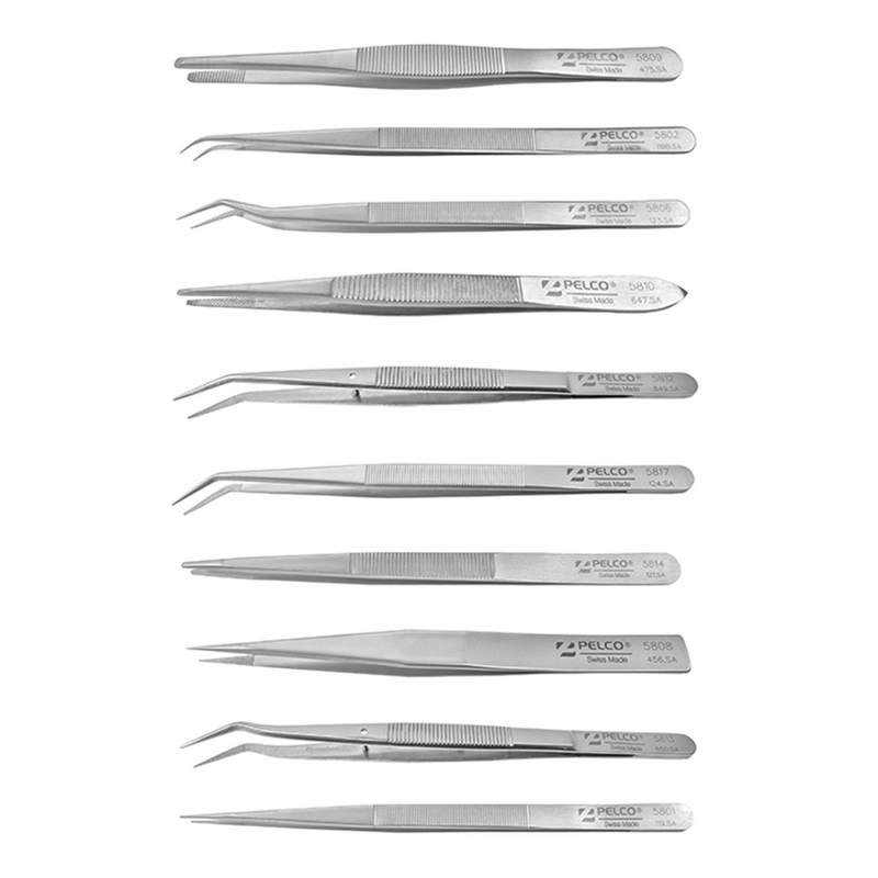 PELCO Pro general purpose tweezers, serrated tips & grips