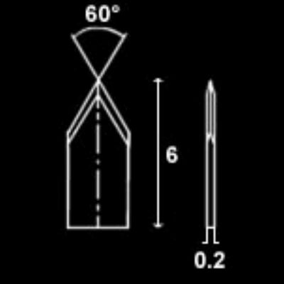 Ceramic zirconia lancet, 3.20mm double straight edge, 60 deg.