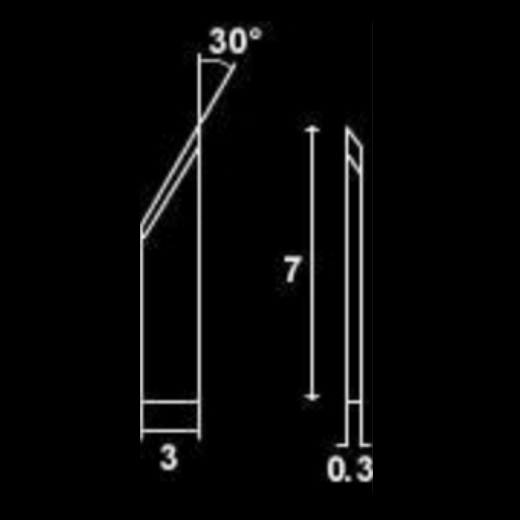 Ceramic zirconia lancet, 3.0mm single straight edge, 30 deg.