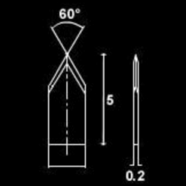 Sapphire lancet, 2.0mm double straight edge, 60 deg.