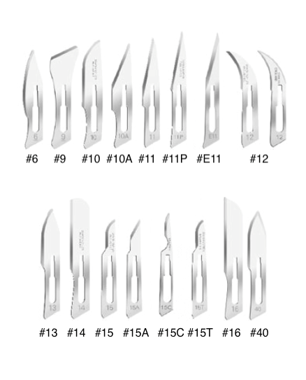 Carbon steel scalpel blades for No. 3 handles