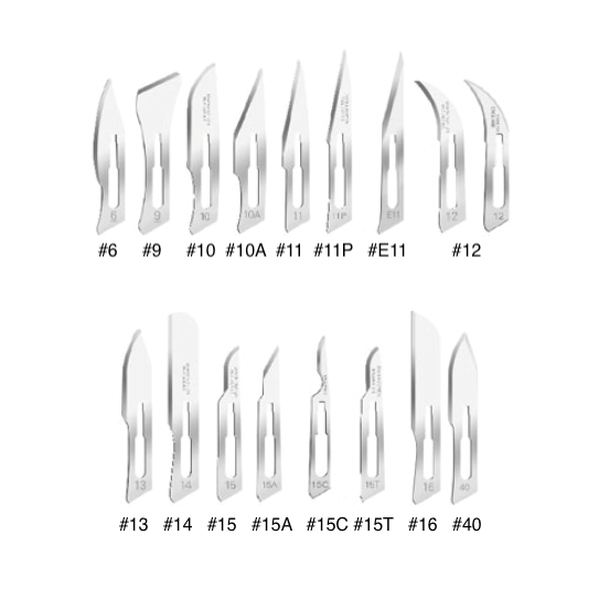 Stainless steel scalpel blades for No. 3 handles, sterile