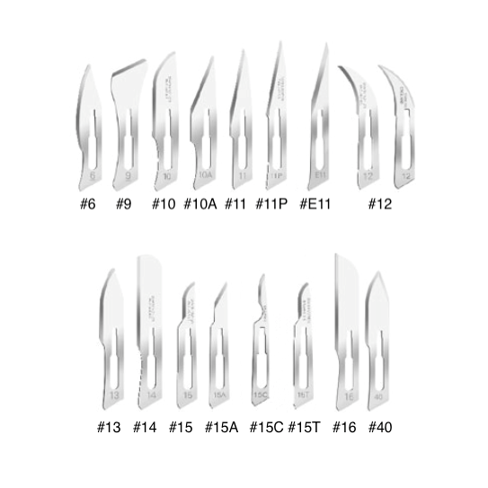 Carbon steel scalpel blades for No. 3 handles
