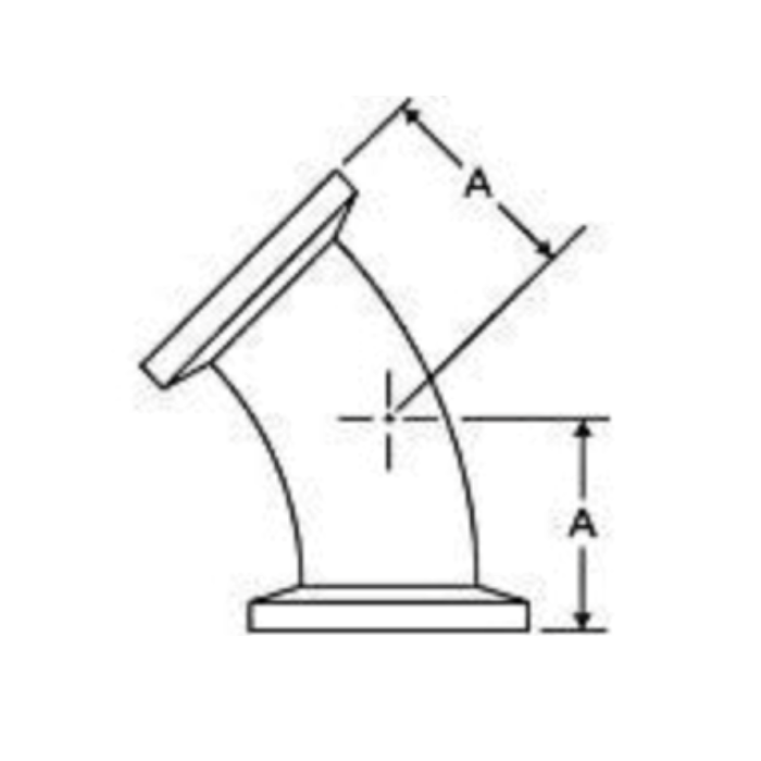 Right-angle elbows, 45 deg., SS