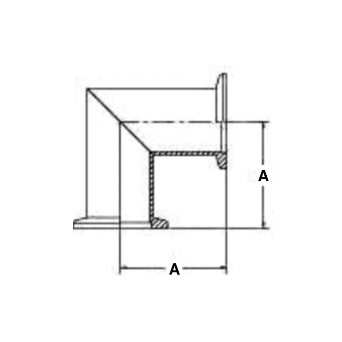 Right-angle mitred elbows, 90 deg., SS