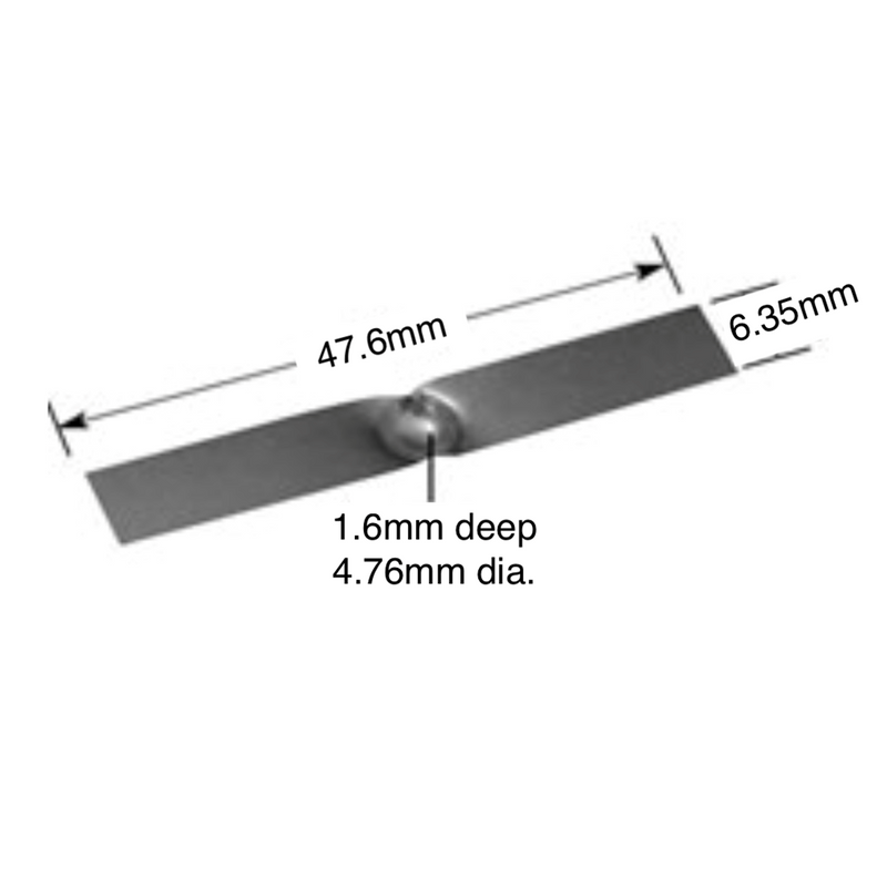 Small tungsten evaporation boat with 4.76mm x 1.6mm dimple