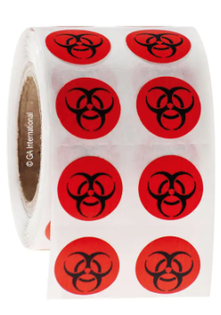 Laboratory warning labels, chemical-resistant