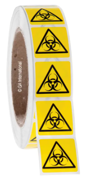 Laboratory warning labels, chemical-resistant