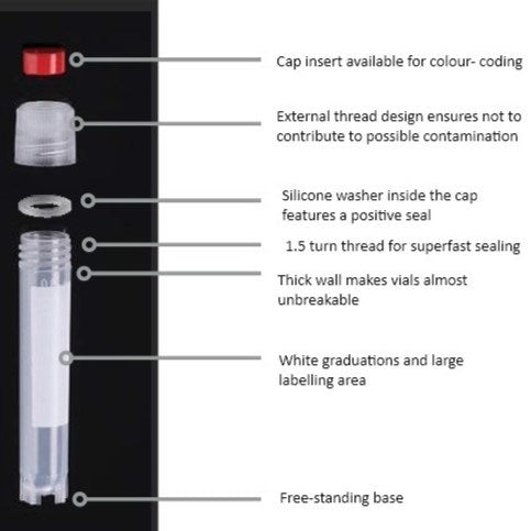 Cryotubes with screw cap, PP