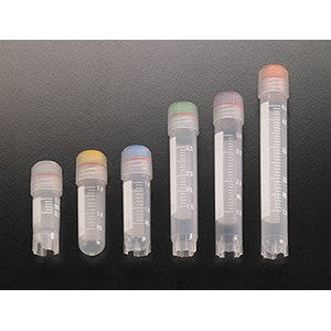 Cryovial tubes with external thread lip and silicone o-ring seal