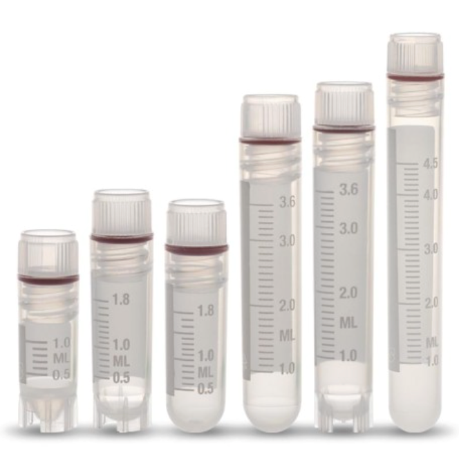 Cryovial tubes with internal thread and silicone washer seal, PP ...