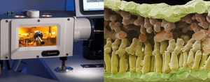 PP3010 Cryo-SEM/Cryo-FIB/SEM Preparation System on the left and the resulting image on the right