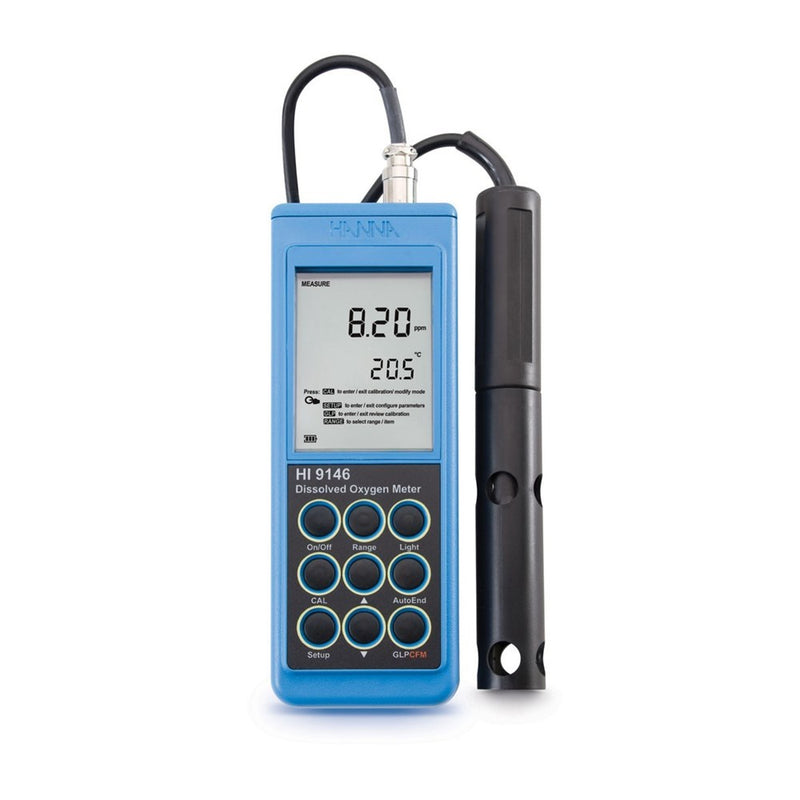 Dissolved oxygen meter with 10m probe cable