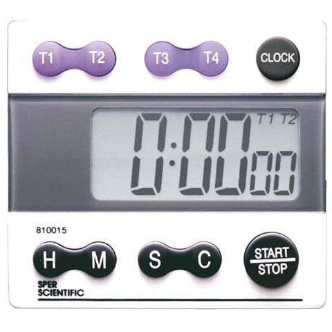 Four channel timer with clock with NIST traceable certificate of compliance