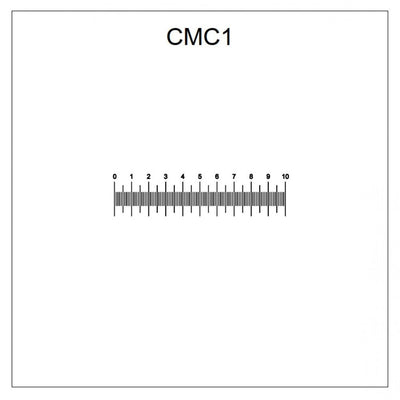 CMC1 coverglass, horizontal scale 10mm x 0.1mm divisions
