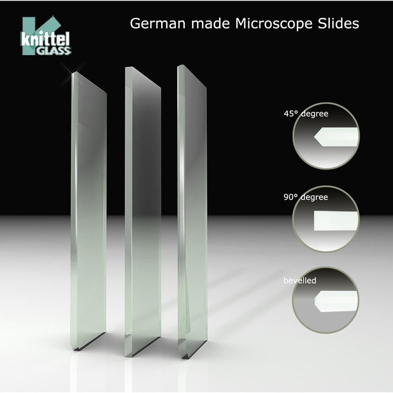 Knittel microscope clear white glass slides, ground 90 deg.