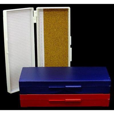 Slide storage box, economy, hinged lid