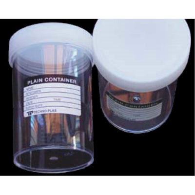 Flat bottom PS containers with PE screw cap