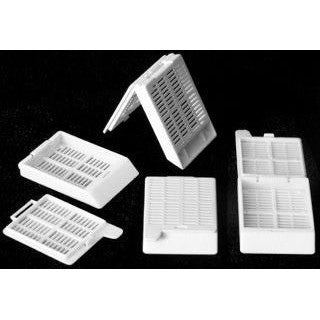 Histology cassettes, POM, with detachable lid, white