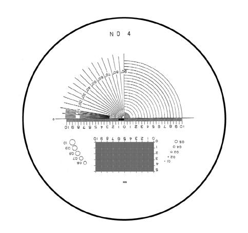 Scale reticle for peak measuring magnifiers, 10x 35mm