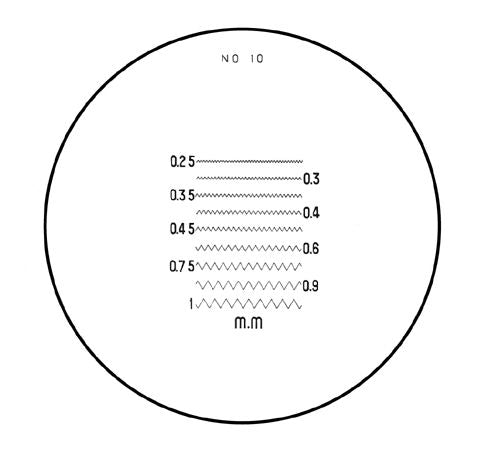 Scale reticle for peak measuring magnifiers, 10x 35mm