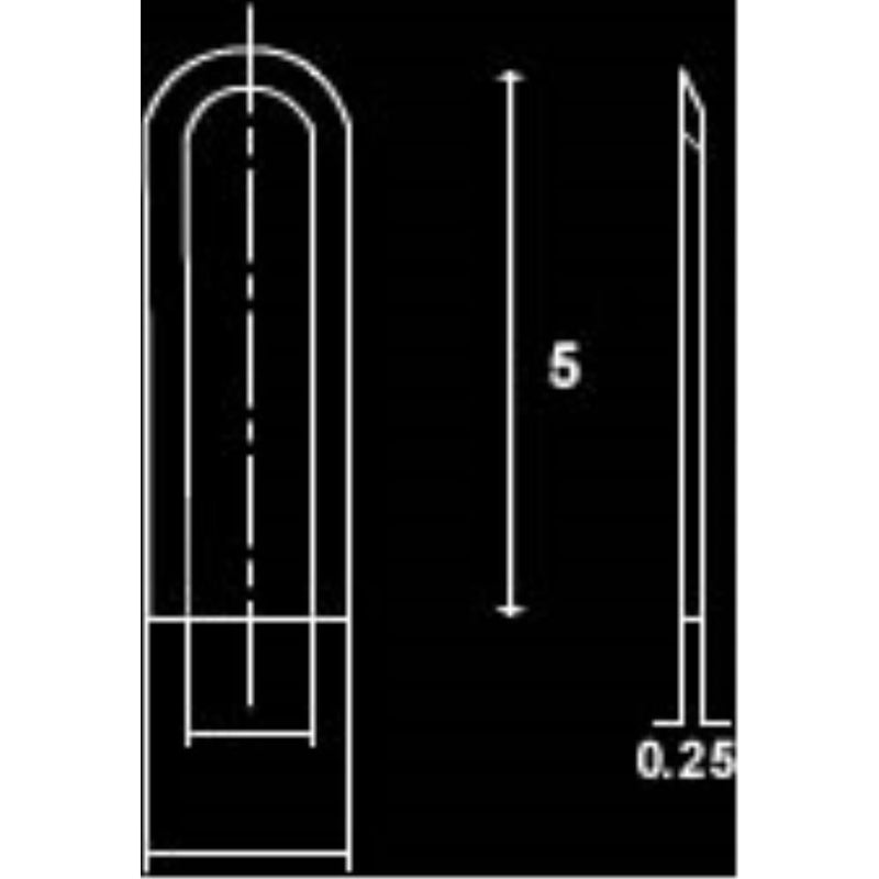 Ceramic zirconia lancet, 2.8mm round single angled edge