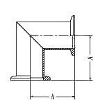 Right-angle mitred elbow, 90 deg., SS