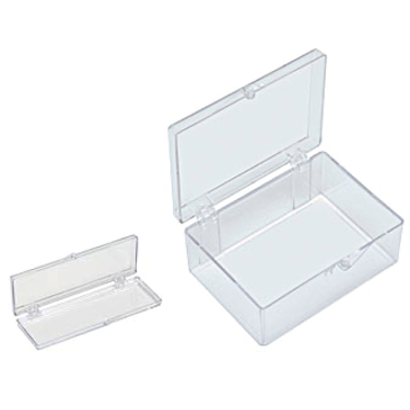 Small rectangular storage boxes, clear polystyrene