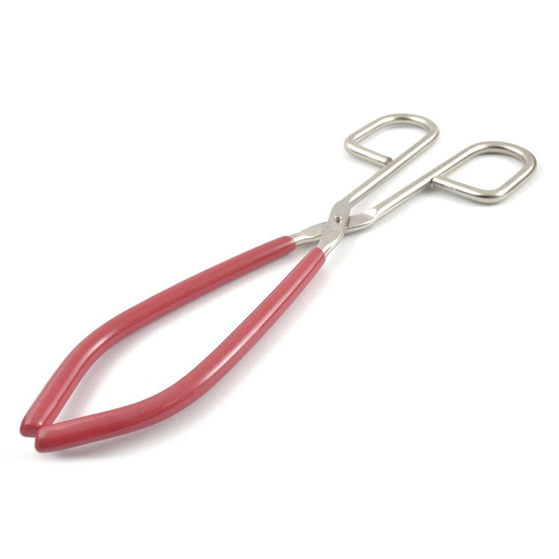 Beaker tongs with plastic covered jaws, nickel plated, 230 x 6mm