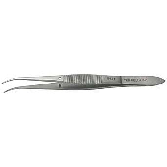 Dissecting forceps, curved with serrated tips, chrome steel