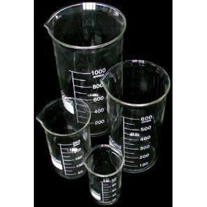 Glass tall form beakers, 10ml