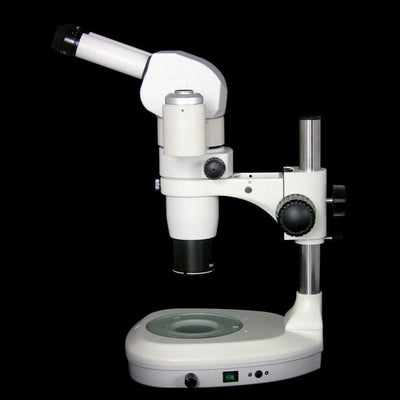 CMO zoom stereo microscope, parallel optics, trinocular, LED base light 220V