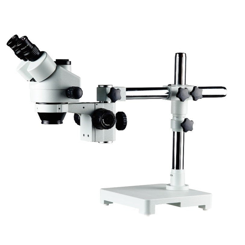 Zoom microscope, trinocular, with boom stand